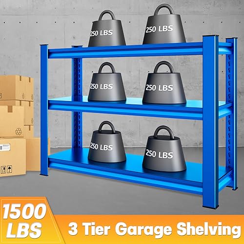 Miniatura 4 de Estantería de garaje de 40 pulgadas de ancho, estantes de almacenamiento de garaje ajustables de 1500 libras, estantes de almacenamiento de metal de