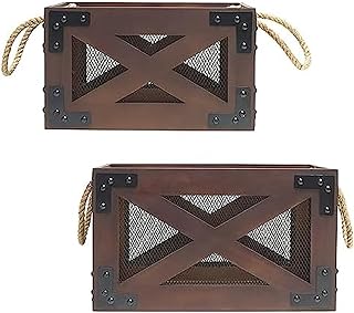 Mikasa Natural Finish Wooden Storage Crates, Natural, Set of 2, 15 and 1...