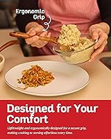 Vista 3 de Boxiki Kitchen Juego de 6 cucharas de madera para cocinar, juego de utensilios de madera de teca con acabado duradero y liso, cucharas