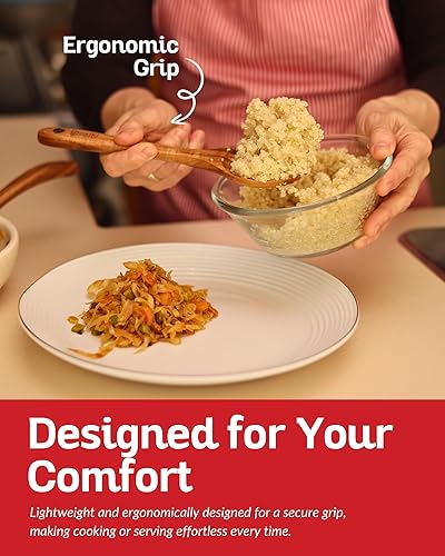 Miniatura 3 de Boxiki Kitchen Juego de 6 cucharas de madera para cocinar, juego de utensilios de madera de teca con acabado duradero y liso, cucharas