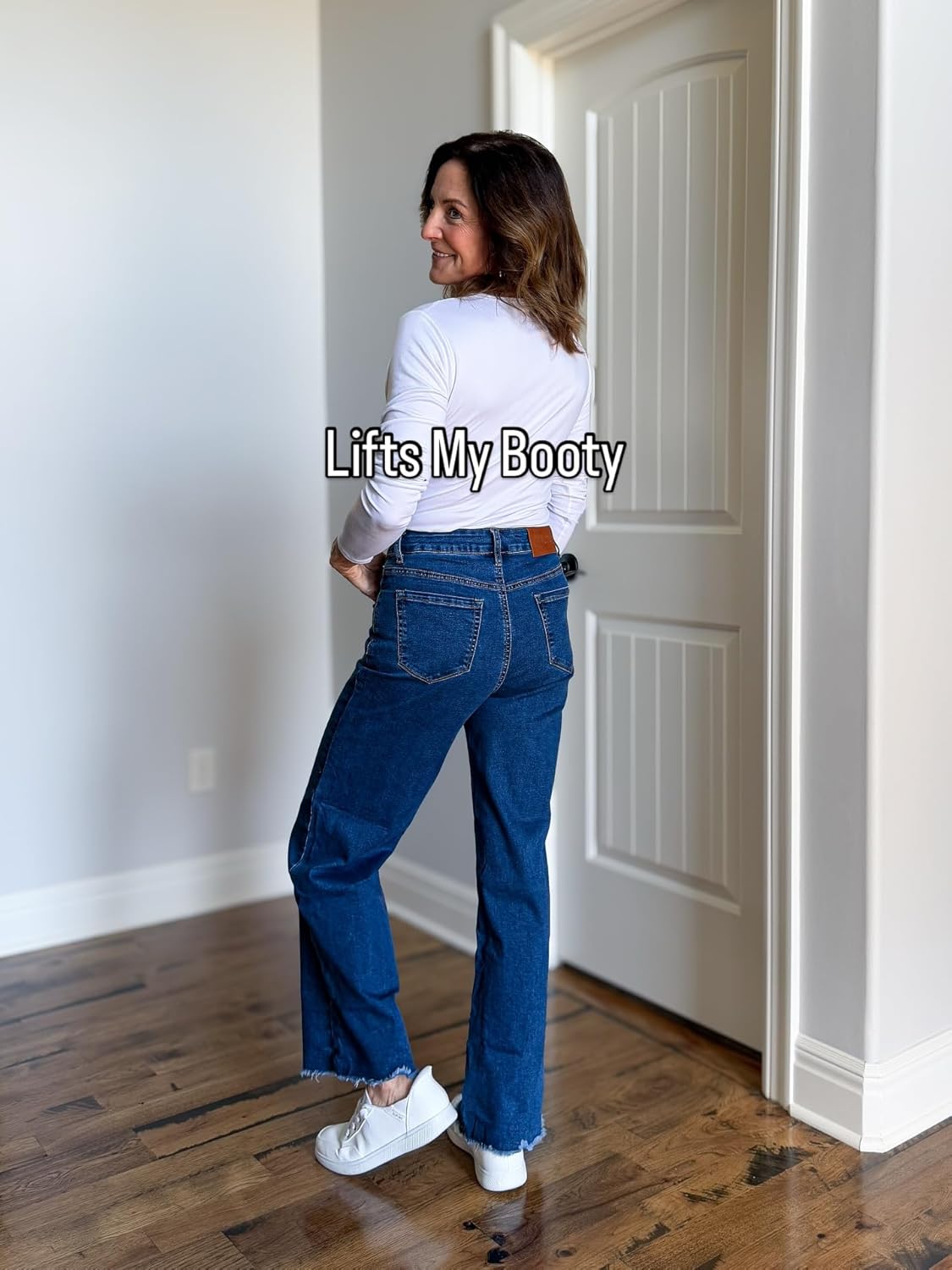 Sidefeel Womens Wide Leg Jeans High Waisted Straight Leg Stretchy Trendy Button Fly Raw Hem Denim Pants - Image 6