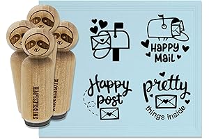 Happy Mail Post Letter Envelope Mailbox Rubber Stamp Set for Stamping Crafting...