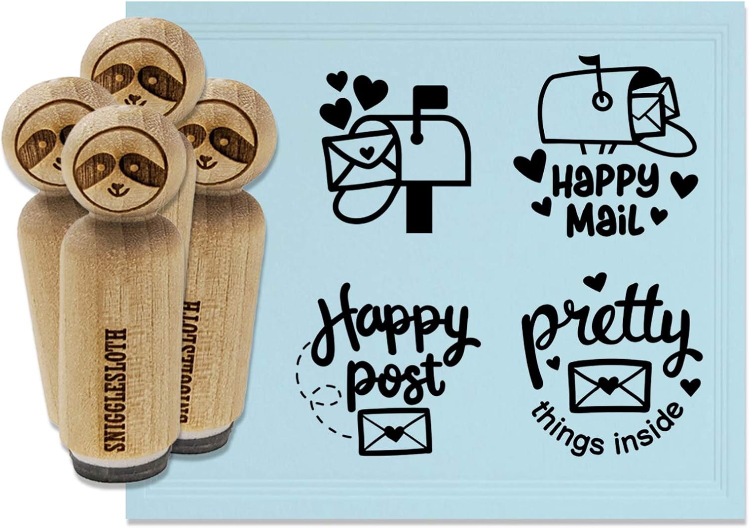 Happy Mail Post Letter Envelope Mailbox Rubber Stamp Set for Stamping Crafting Planners - 1 Inch Medium