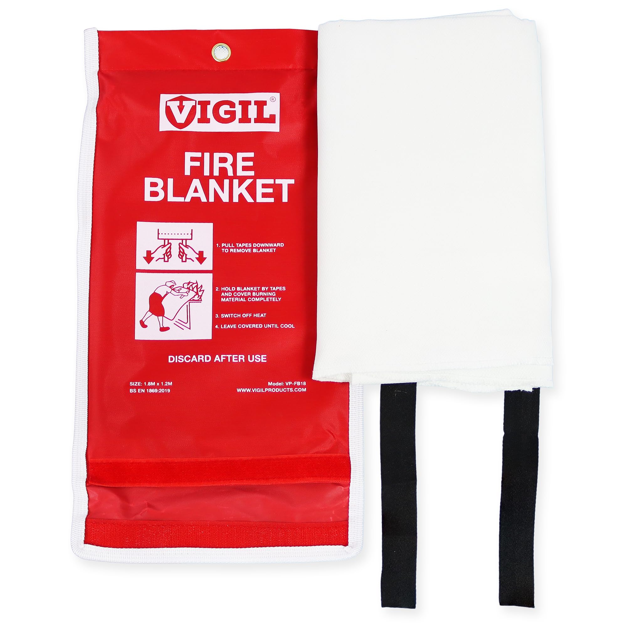 Fire Blanket - Fibreglass Blankets for Commercial & Large Kitchens - Retardant Extinguisher for Factories, Cafes, Schools, Offices and More -1.8m x 1.2m