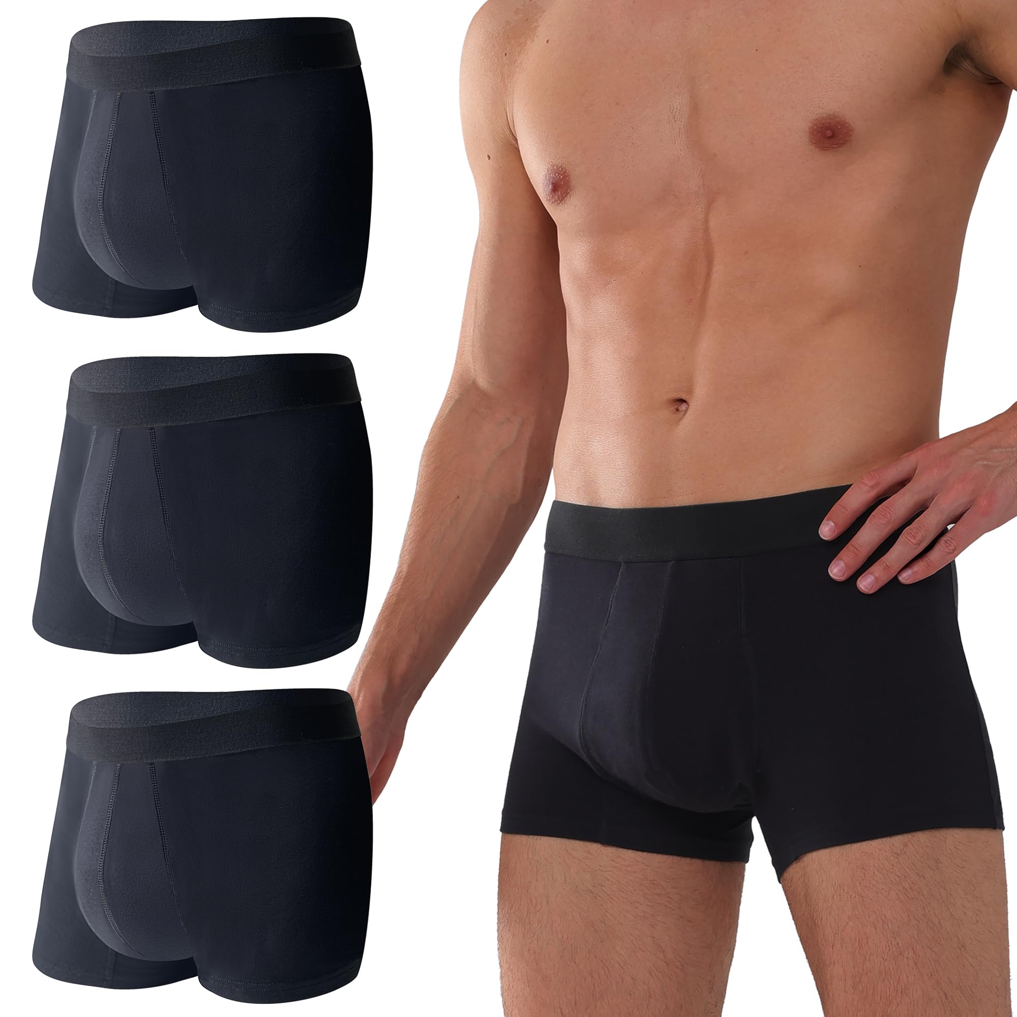 Calzoncillos tipo bóxer reutilizables y absorbentes a prueba de fugas para incontinencia urinaria para hombres, con control de vejiga, transpirables