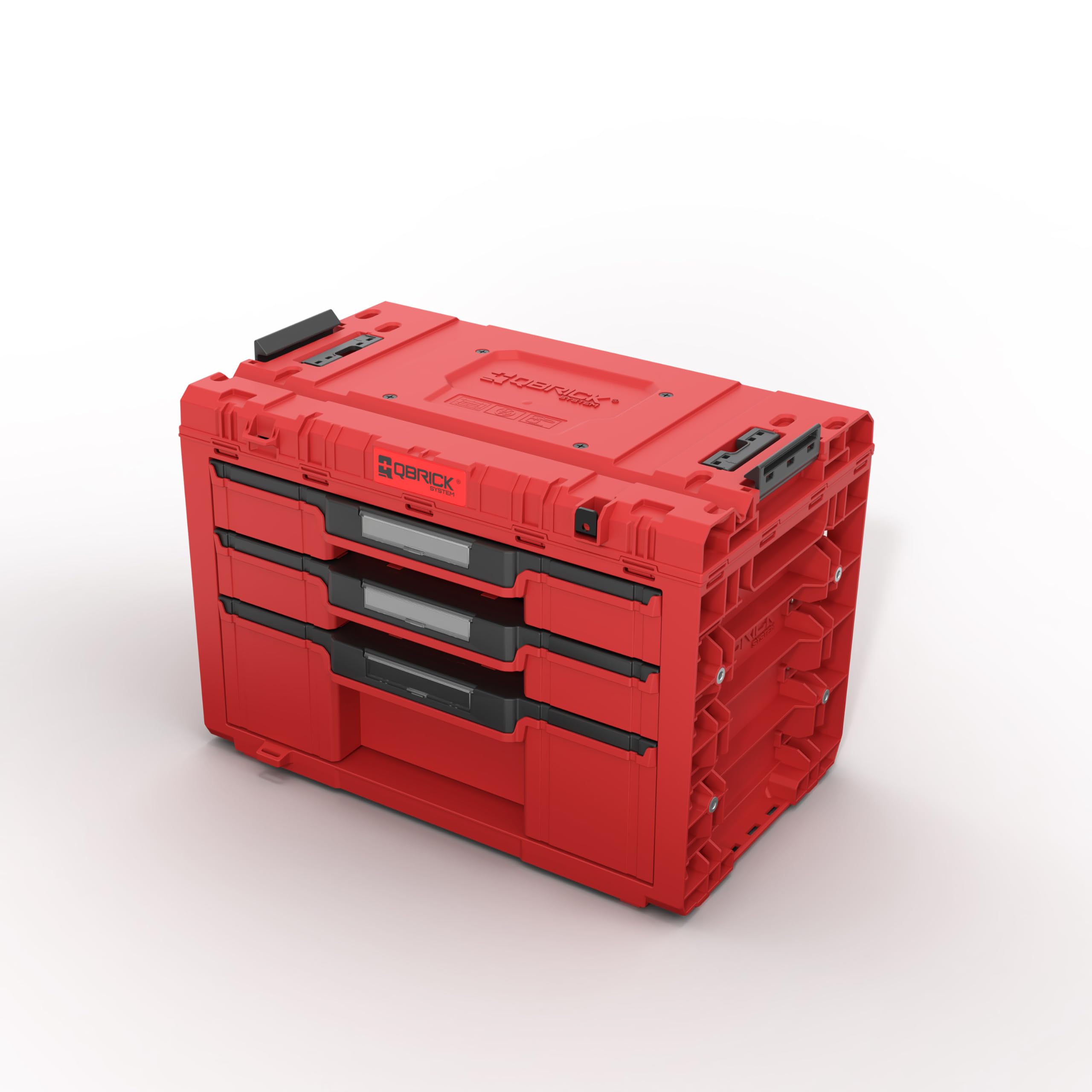 Qbrick System Caja de Herramientas Vacía - 3 Compartimentos - Maletin Herramientas - 542 x 335 x 369 mm Rojo