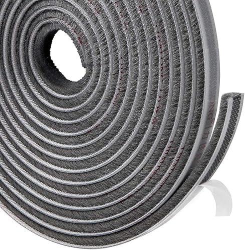 TORRAMI Tira de sellado de burlete de 1132 pulg. x 316 pulg. x 16 pies, cepillo de sellado para ventanas corredizas y laterales del marco de la