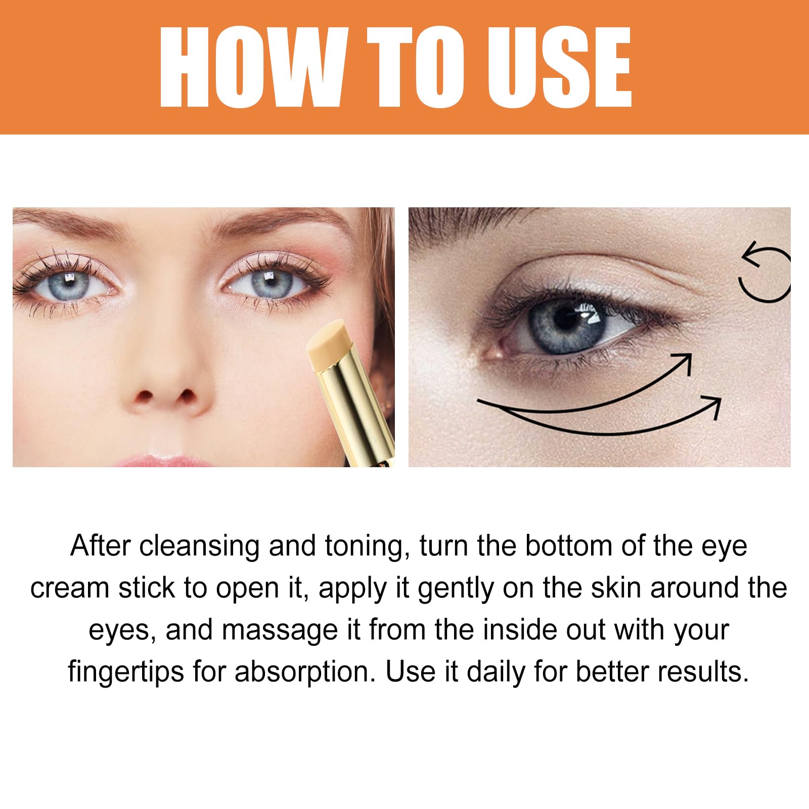 Baume pour les yeux à la vitamine C éclaircit et réduit les poches, Stick hydratant pour les yeux MultiCorrexion pour les cernes et les poches, Crème hydratante au rétinol Sérum rides profondes (1pcs)
