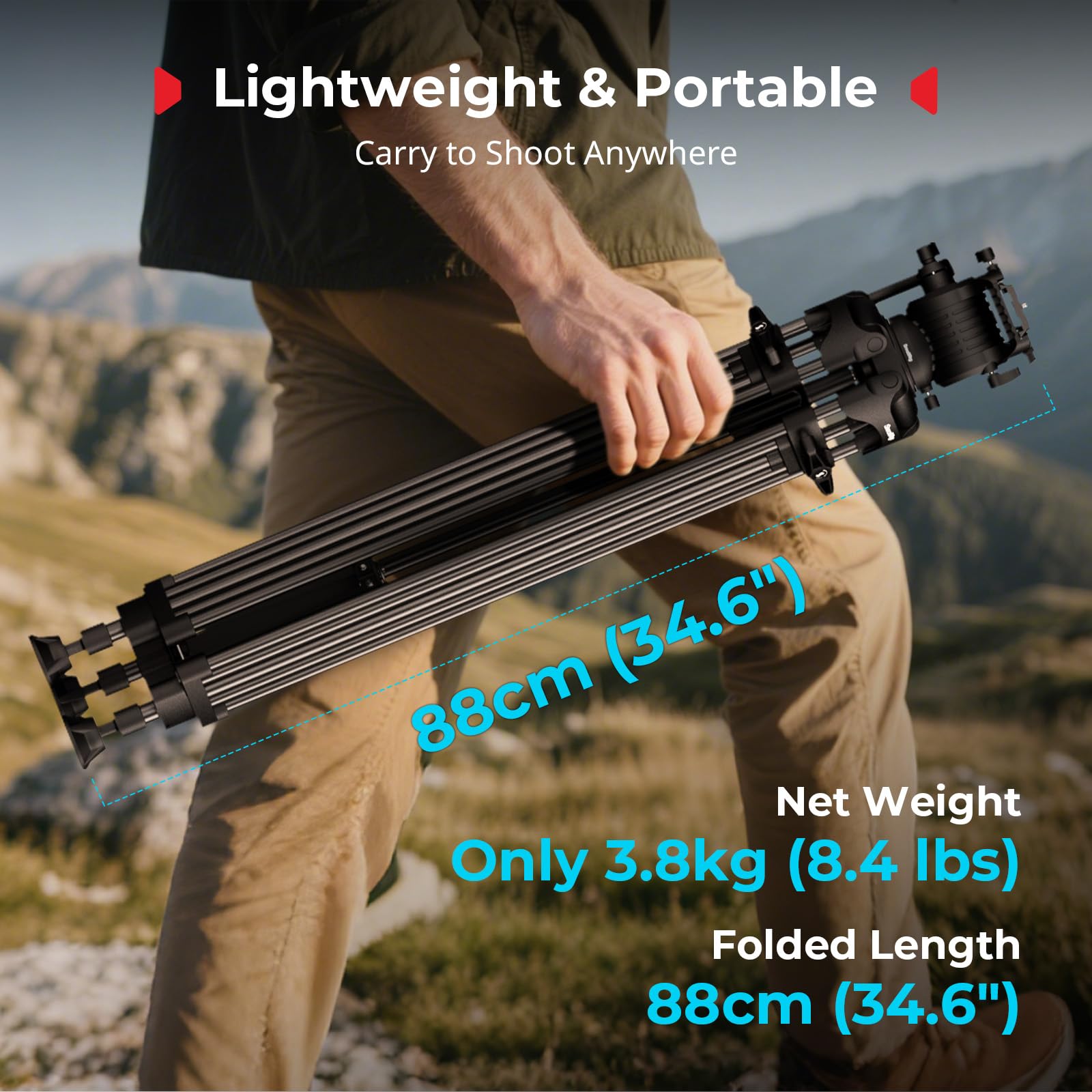 SMALLRIG Statyw wideo FreeSpeed ​​Heavy Duty, 75" z głowicą 360° Fluid do płytki MFT, z szybkim rozkładaniem jednym pokrętłem, z czaszą 75 mm, o udźwigu do 8 kg, do lustrzanek - FSD14
