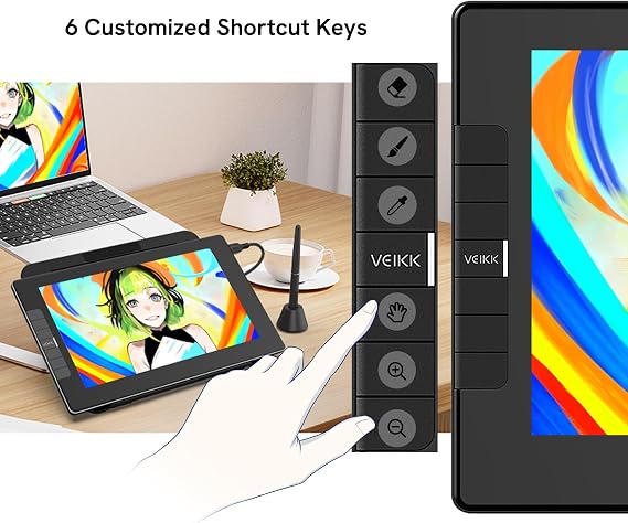 VEIKK VK1200 11.6 inch Drawing Tablet with Screen, 8192 Levels Pressure Battery-Free Pen, Tilt Function, 6 Shortcut Keys, for Artists, Students, and Beginners