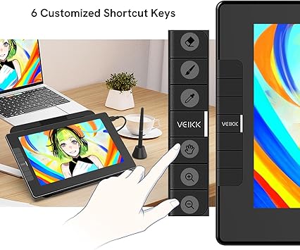 VEIKK VK1200 11.6 inch Drawing Tablet with Screen, 8192 Levels Pressure Battery-Free Pen, Tilt Function, 6 Shortcut Keys, for Artists, Students, and Beginners