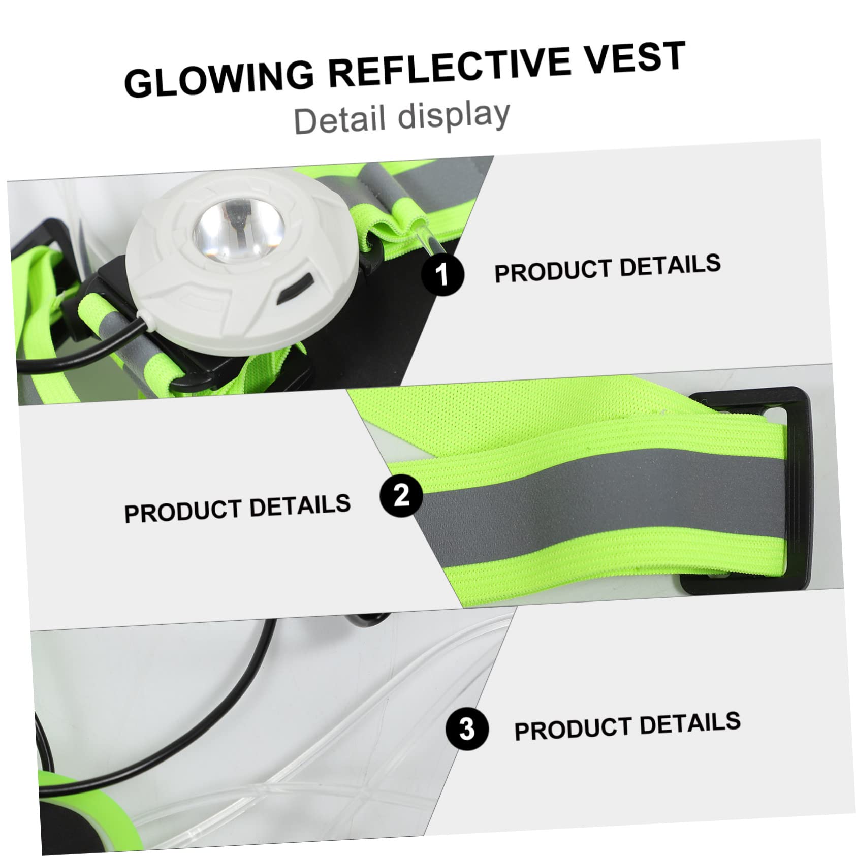 UPKOCH Gilet Riflettente Luminoso Ricaricabile 1200mah in Poliestere ABS | Gilet di Sicurezza Fluorescente per Sicurezza, Modalità Multiple, Altezza Regolabile, Accessori Running per Notte