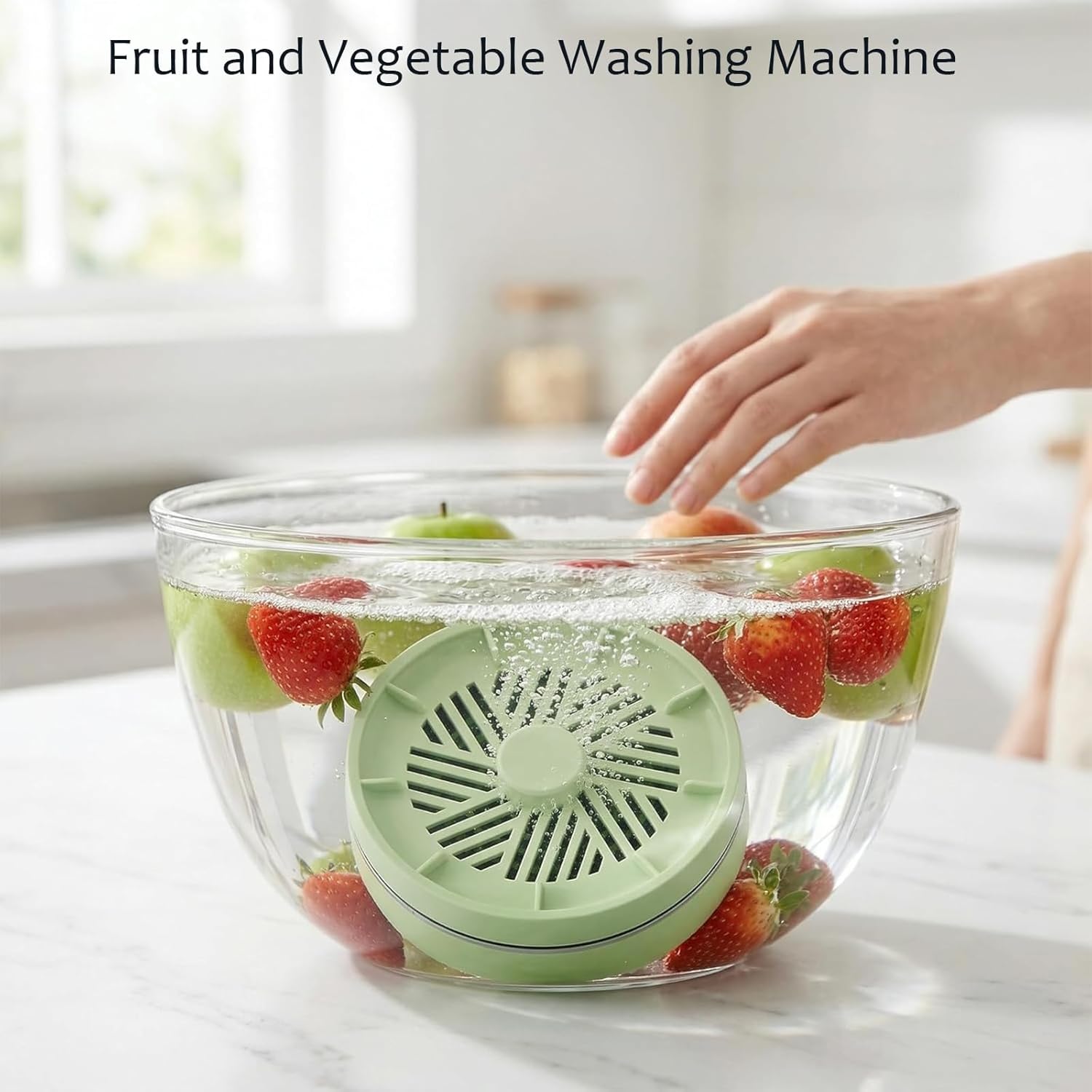 Fruit and Vegetable Washing Machine, 2026 Upgraded Wireless Fruit Cleaner Device, IPX7 Waterproof Portable Fruit Cleaner Device for Cleaning Veggie Grains Rice Meat Seafood (2 pcs White)