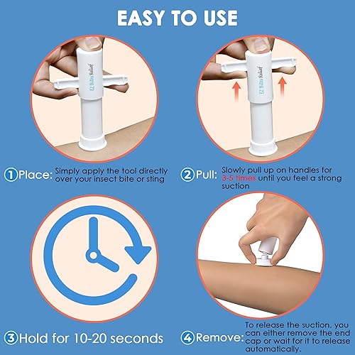 Miniatura 4 de YARKOR Herramienta de succión para picaduras de insectos, color blanco, apto para niños, alivio de picazón, natural para reducir la picazón y la