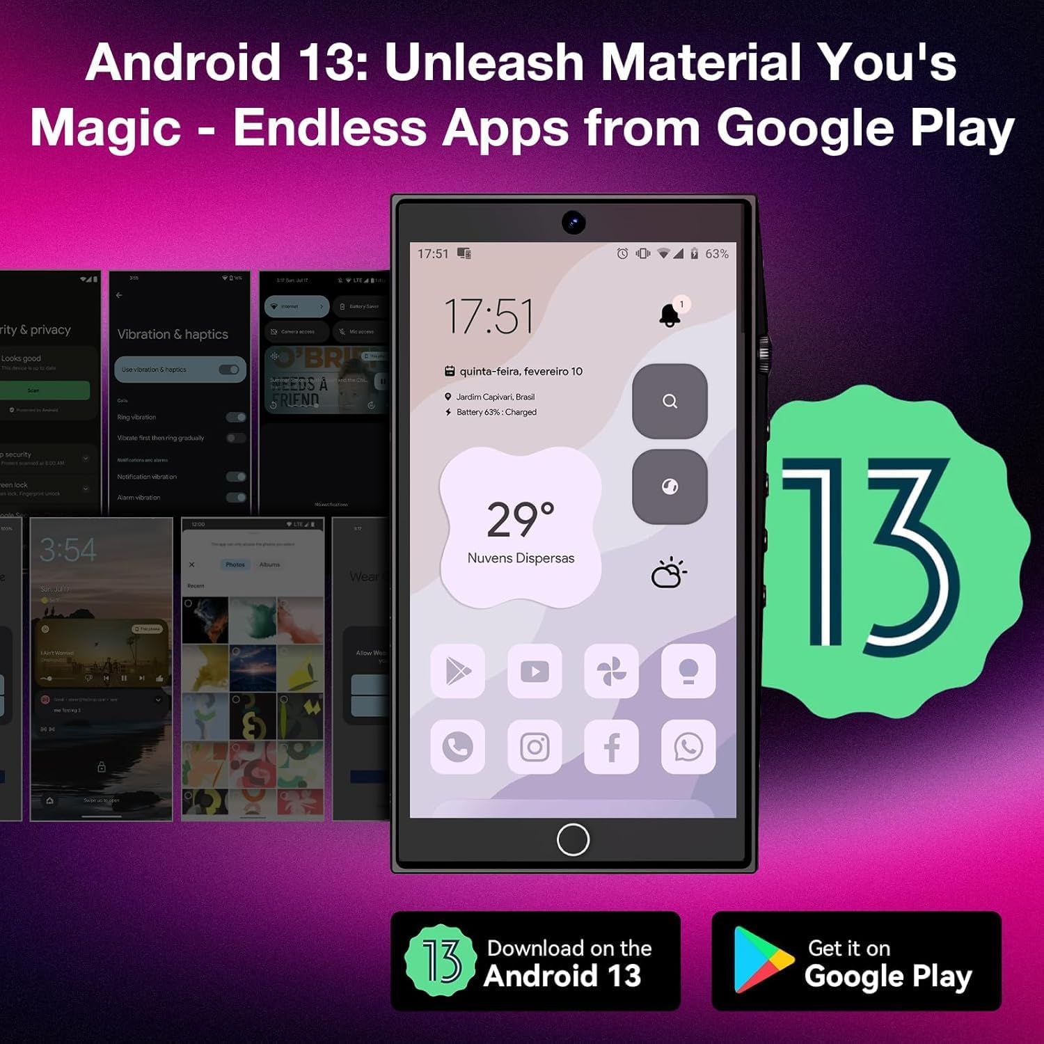 192GB 4.7" Touch Screen(1280P) Mp3 Player with Bluetooth and WiFi, Android 13 Music Player with Spotify,Pandora,Amazon Music,Bluetooth Mp3 Player with Camera,Mp3 & Mp4 Players for Kids - Image 5