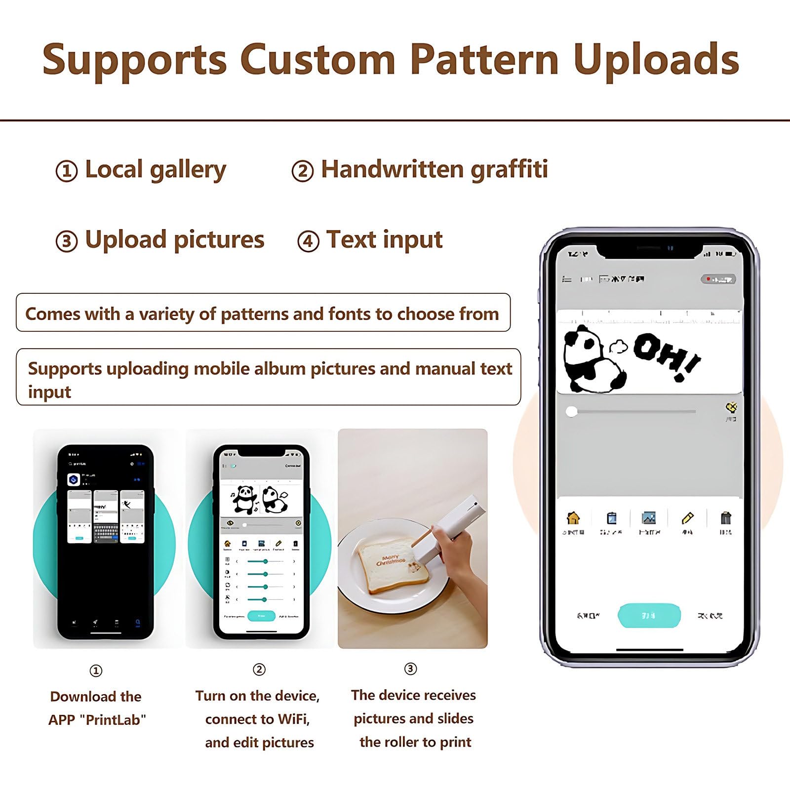 Impresora portátil de mano con leche – Mini bolígrafo de impresión de alimentos para arte de café, diseño de barista DIY para macarrones, galletas y más