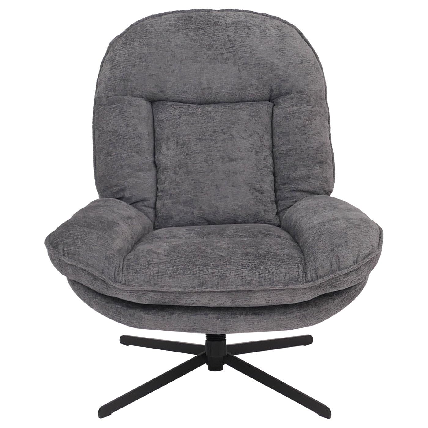 Mendler Relaxsessel mit Hocker HWC-P32, Fernsehsessel Nosagfederung, drehbar Metall Stoff/Textil Chenille (370 g/m²) - grau