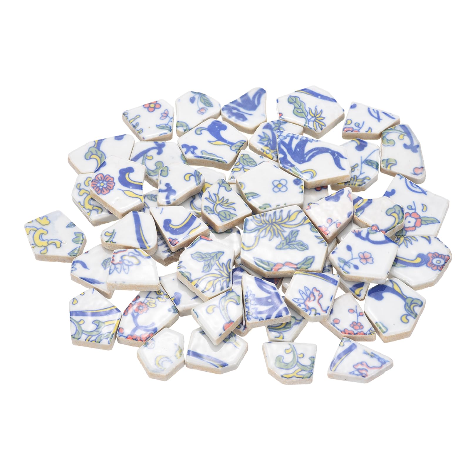 sourcing map Irregular Ceramic Mosaic Tiles, 200g/0.44lb Broken Porcelain Mosaic Tiles Bulk Irregular Glazed for DIY Art Craft Making Home Decor, White Colorful