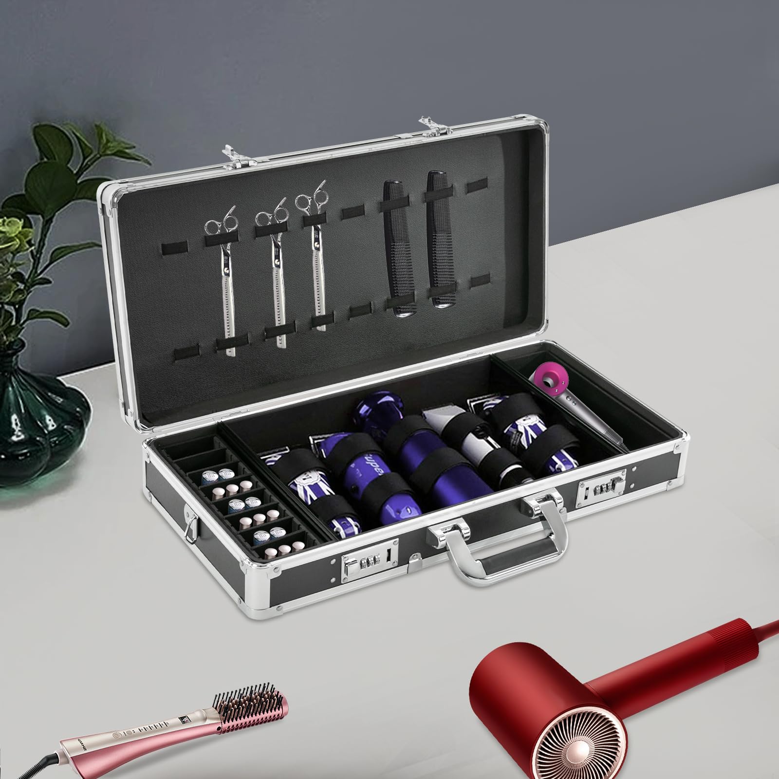 Kosmetikkoffer Schminkkoffer Hartschale Kosmetik Koffer Damen Groß Friseurkoffer Friseur Zubehör Make Up Organizer Friseurwagen Trolley Makeup