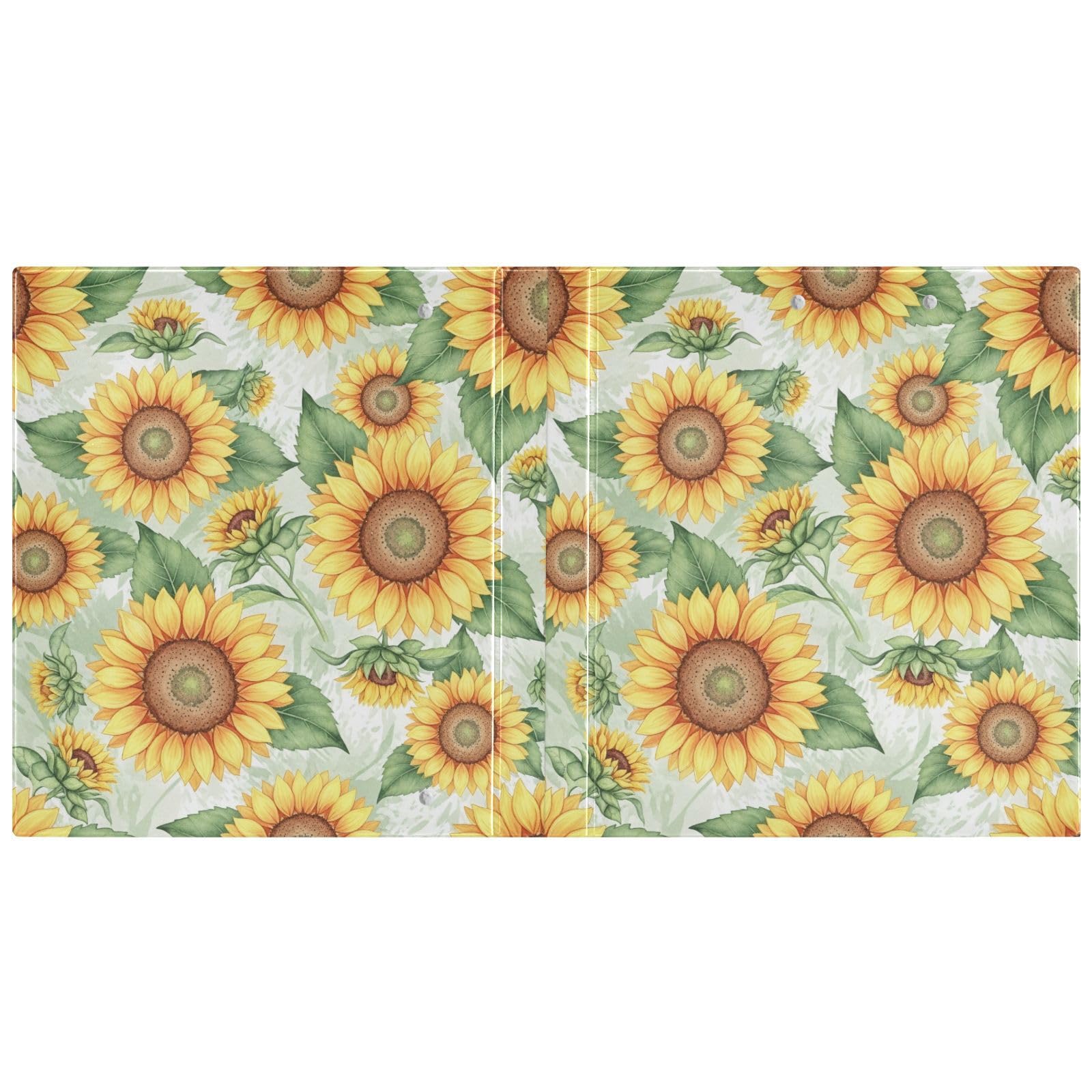 Raccoglitore ad anelli a tre anelli, 3,8 cm, motivo girasoli, confezione da 2