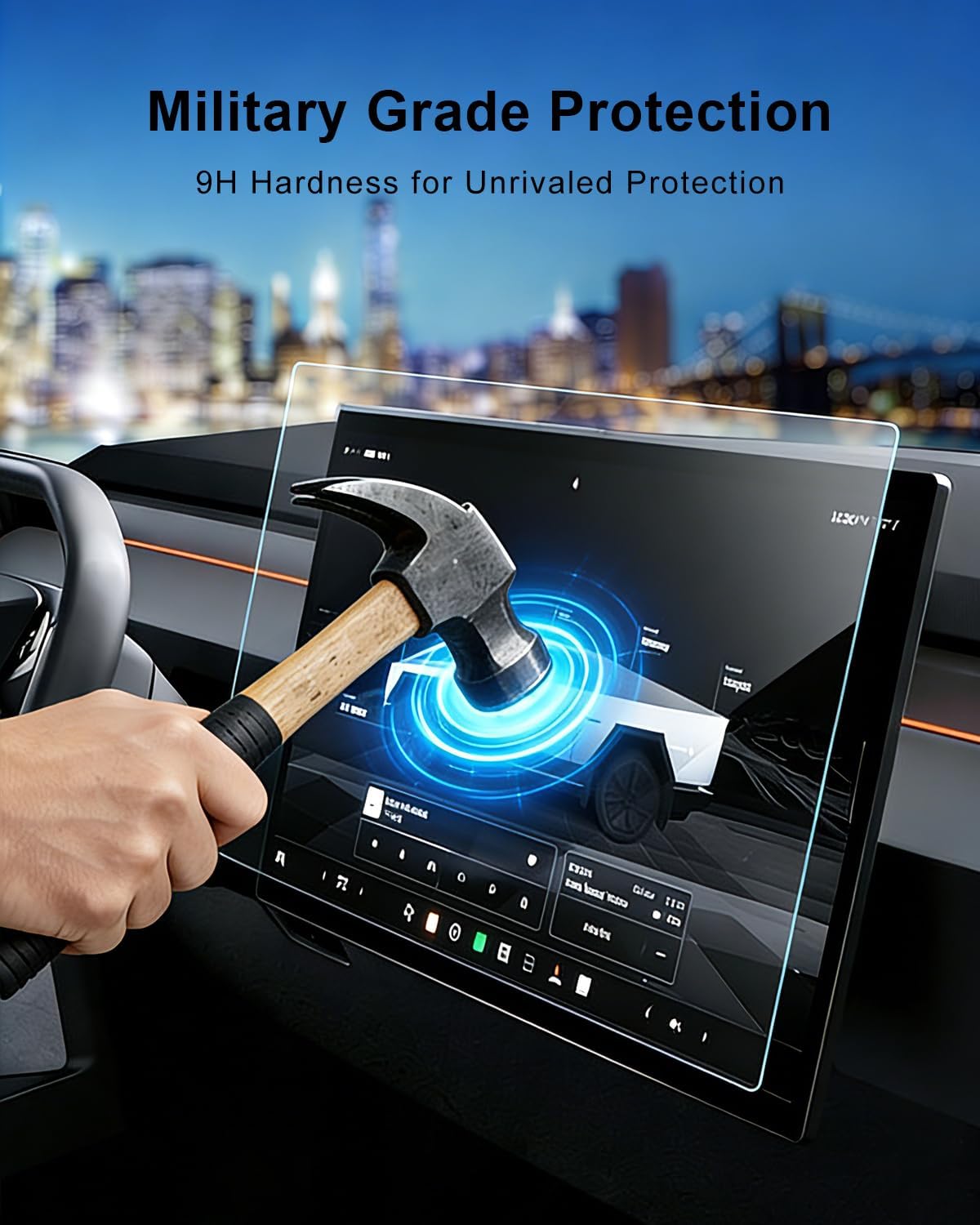 for Tesla Cybertruck Screen Protectors 18.5’’&9.4’’ Front & Rear Nav Display Cover for 2026 Tesla Pickup Truck Touchscreen Tempered Glass Protector for 2026 Cybertruck Accessories