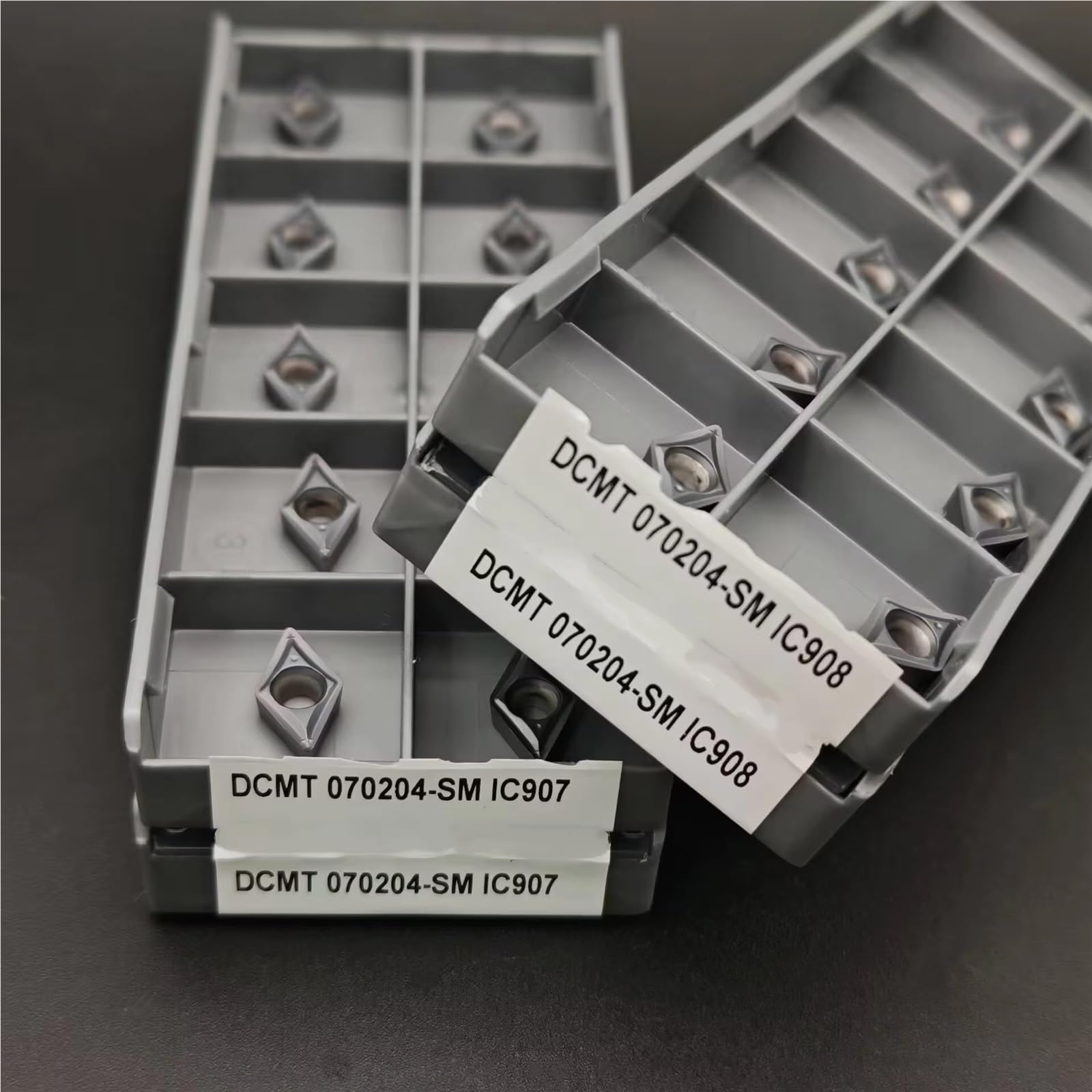10PCS Torno Insertos De Torneado Carburo Herramientas Corte Recubiertas Antiabrasión(DCMT070204 SM IC908)