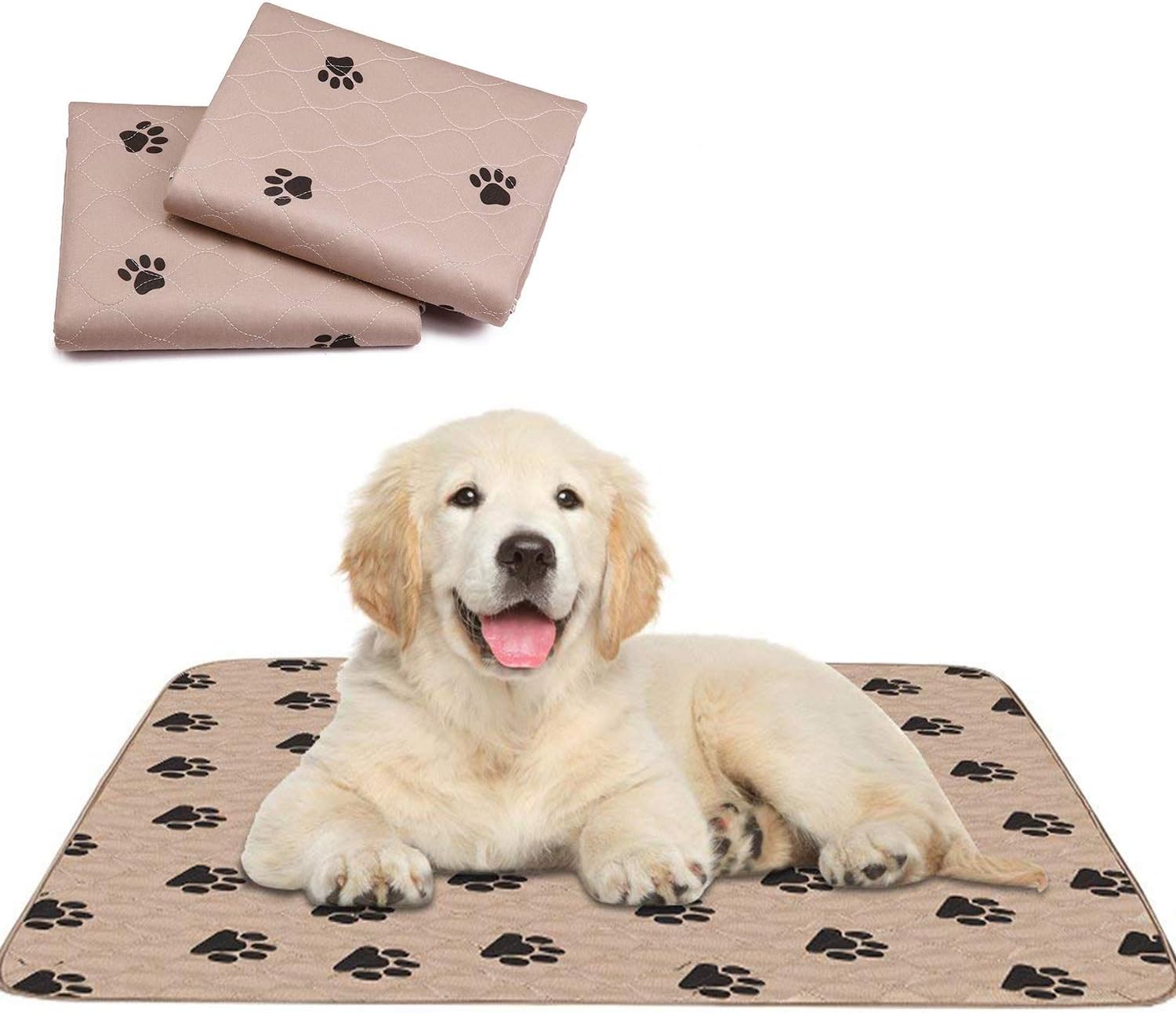 Washable Puppy Training Pad (80 x 90 cm) - 2 Pack Dog Pads Reusable Dog Pet Pee Mats Super Absorbing Waterproof Pet Training and Travel Pads Extra Large (Brown)