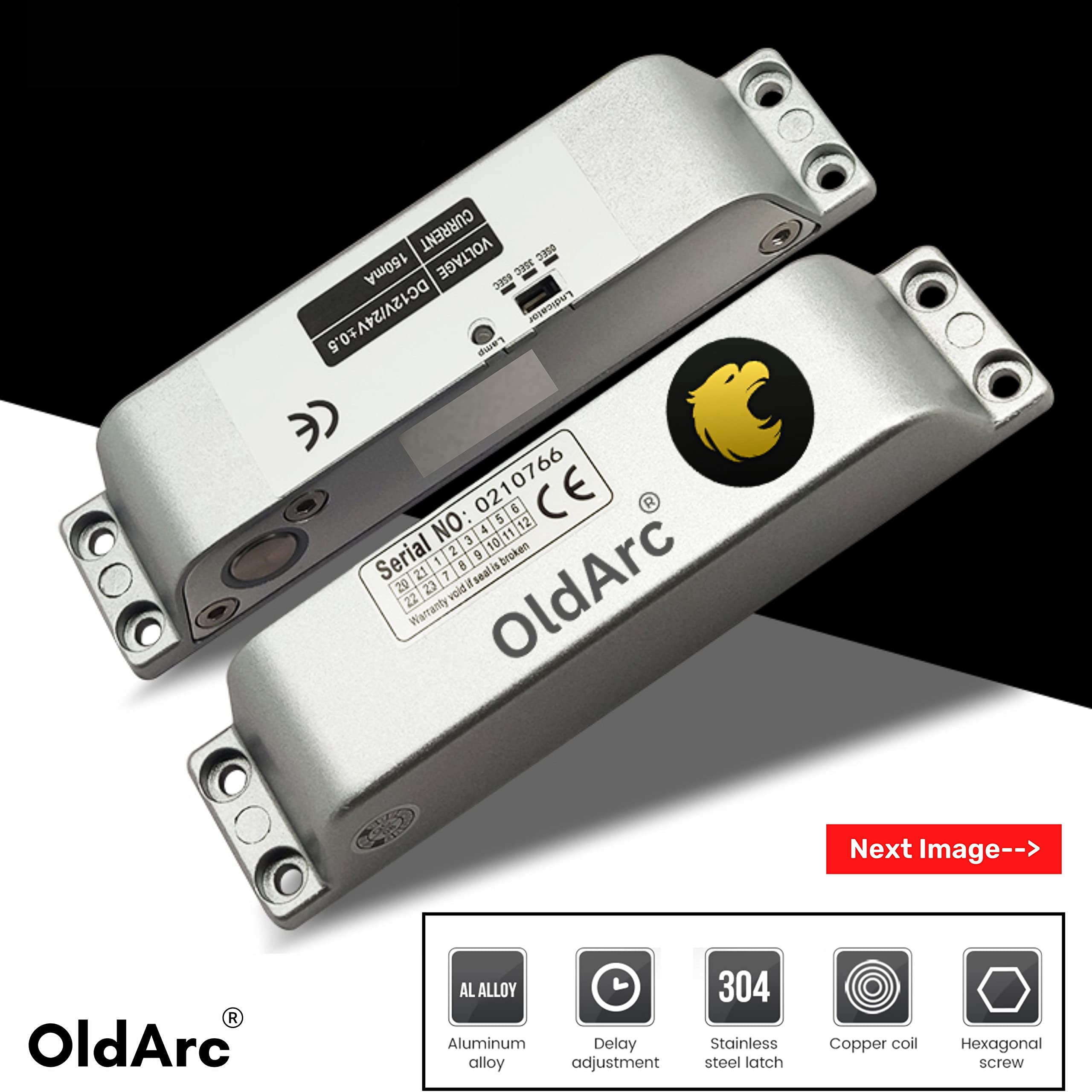 OldArc SB2 Surface Drop Bolt Lock | 4 Wire Electric Bolt Lock for Door Access Control | Flat Surface Auto Door Lock for Metal Wooden Door | 12V DC Electric Lock with Time Delay — Amazon image 5