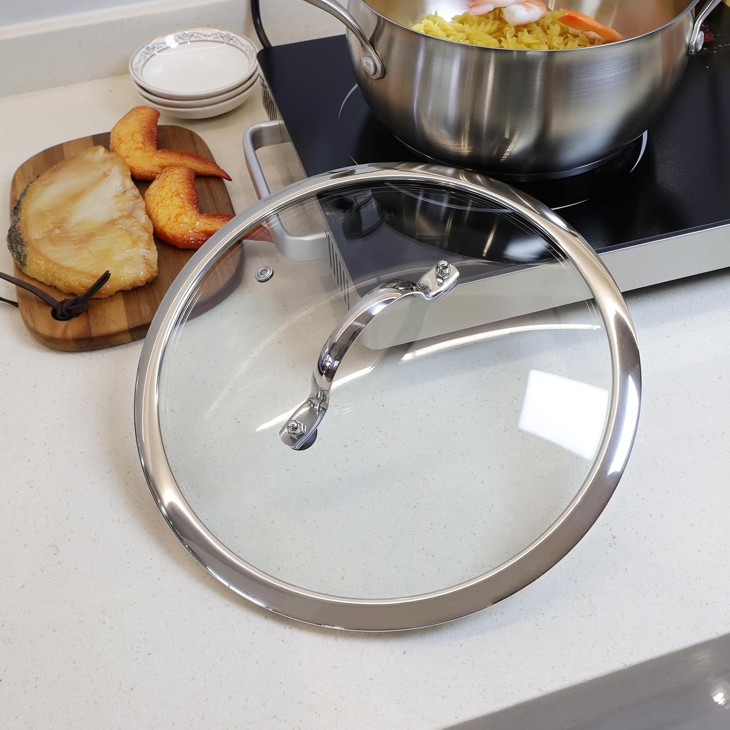 10 Inch Clear Glass Pot Lid for Frying Pan Replacement Cover
