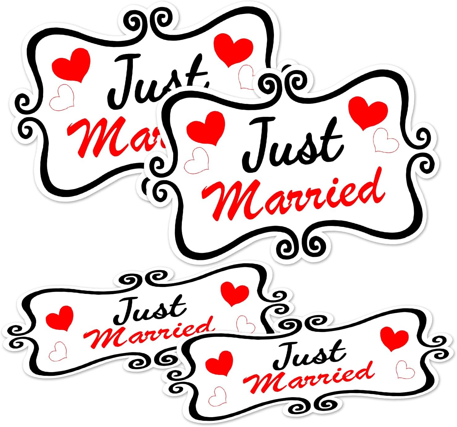 Just Married Car Decorations, Just Married Car Magnet Set, Marry Me Magnetic Sign for Car Wedding Decoration White 4 PCS(2 Large 12 * 8 in + 2 Small 12 * 4 in)
