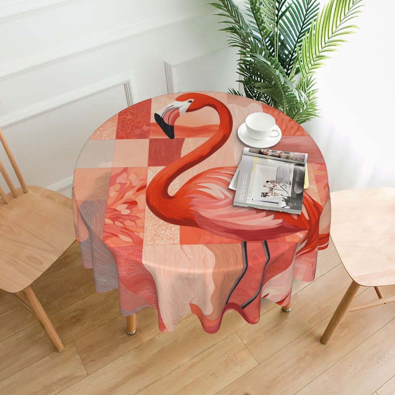 HLBSDM Cube Flamingo Printed Practical Round Tablecloth, Durable, Suitable for Home, Restaurant, Hotel, Gathering, and Decorative Table Covers