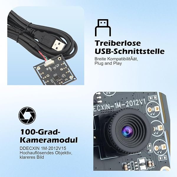 3-Piece Camera Module 100 Degree OV9732 with Autodart Camera System with 2 m Cable, 1280 x 720, 30 Fps, USB Driver for Versatile Applications (100°) - 4