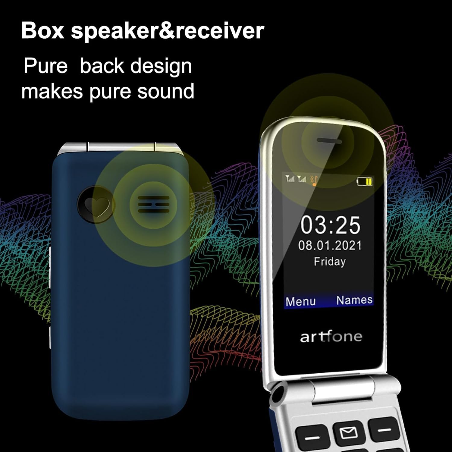 artfone F20 Blau - Seniorenhandy Klapphandy Ohne Vertrag丨2G GSM Handy für Senioren丨Dual SIM Großtasten Mobiltelefon丨2,4 Zoll Farbdisplay丨SOS Notruftaste丨FM Radio丨Sprachansage丨Kurzwahl丨1300mAh Akku