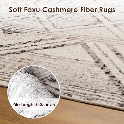 Miniatura 7 de Alfombra lavable de 9 x 12 pies, diseño bohemio, con parte trasera antideslizante, tejido suave, bohemio, lavable para sala de estar, dormitorio,