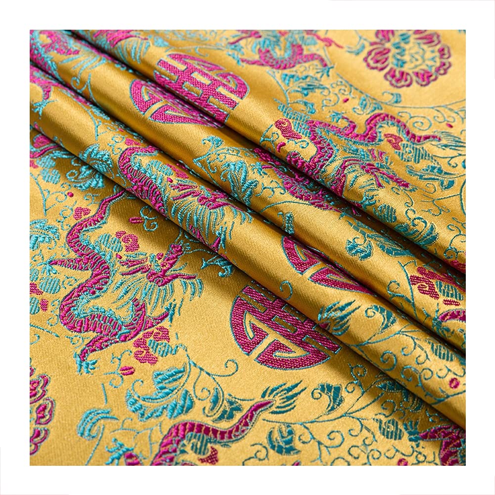 Goonsds F Chinese Satin Aux Silk Abric Brocade Dress Clothes Cheongsam Tang Suit Diy Retro 75Cmx50cm,