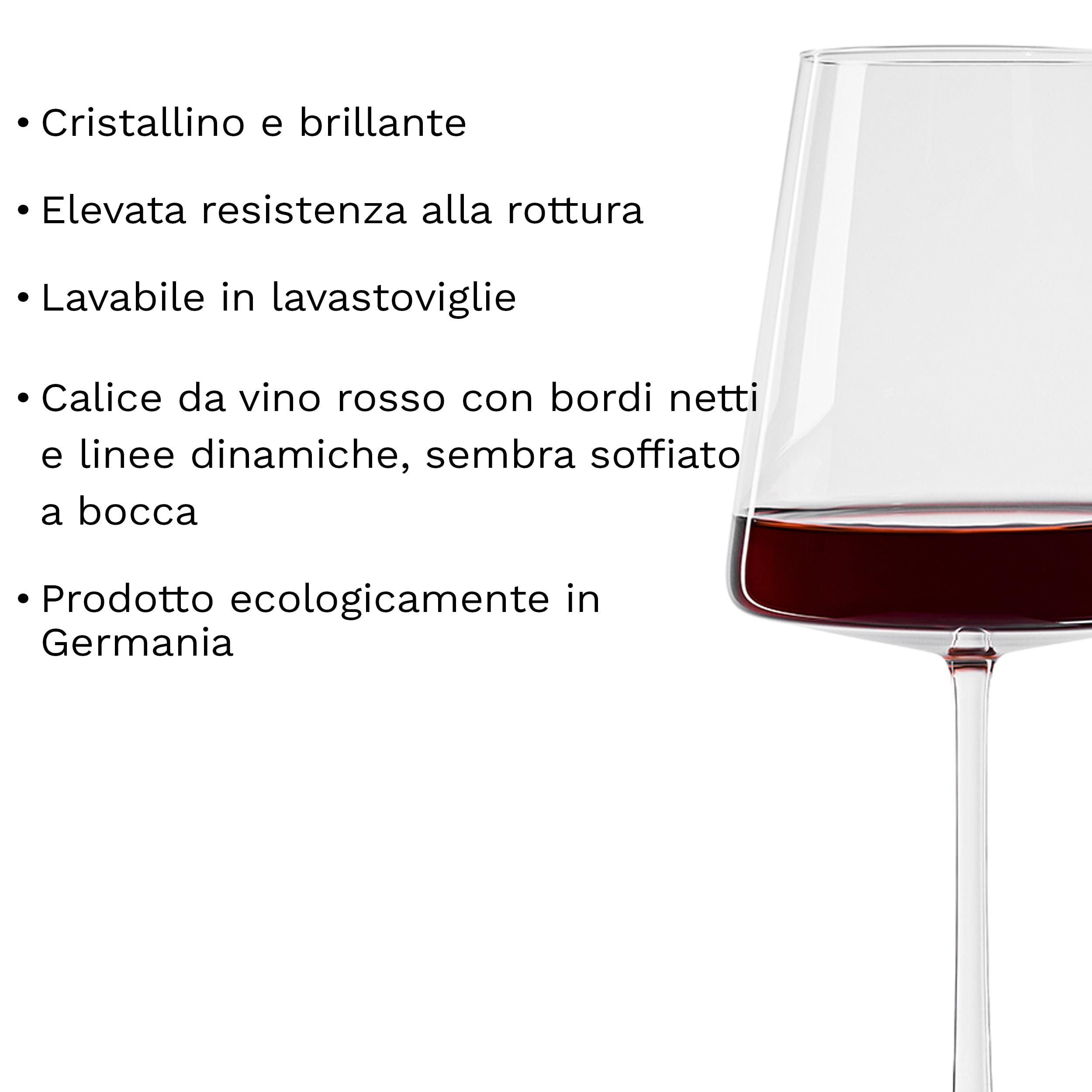 Stölzle Lausitz Calici Vino Rosso Power Set di 6, 520ml – Bicchieri di Qualità per Vini Corposi – Calici Moderni con Design Angolare per un Aroma Massimo – Resistenti e Lavabili in Lavastoviglie