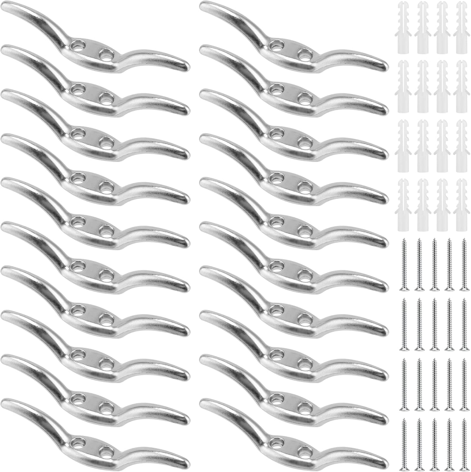 UNGFEI 20 PCS 66mm Silver Roman Blind Hooks, Metal Rope Cleat Hook for Fixing Shade Cord and Knot Cord UNGFEI 20 PCS 66mm Silver Roman Blind Hooks, Metal Rope Cleat Hook for Fixing Shade Cord and Knot Cord