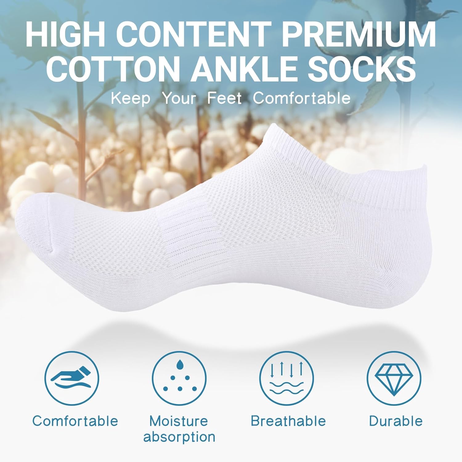 Heatuff 7 Pairs Mens Ankle Socks Cotton Low Cut Athletic Breathable Comfort Casual Socks with Tab - Image 3
