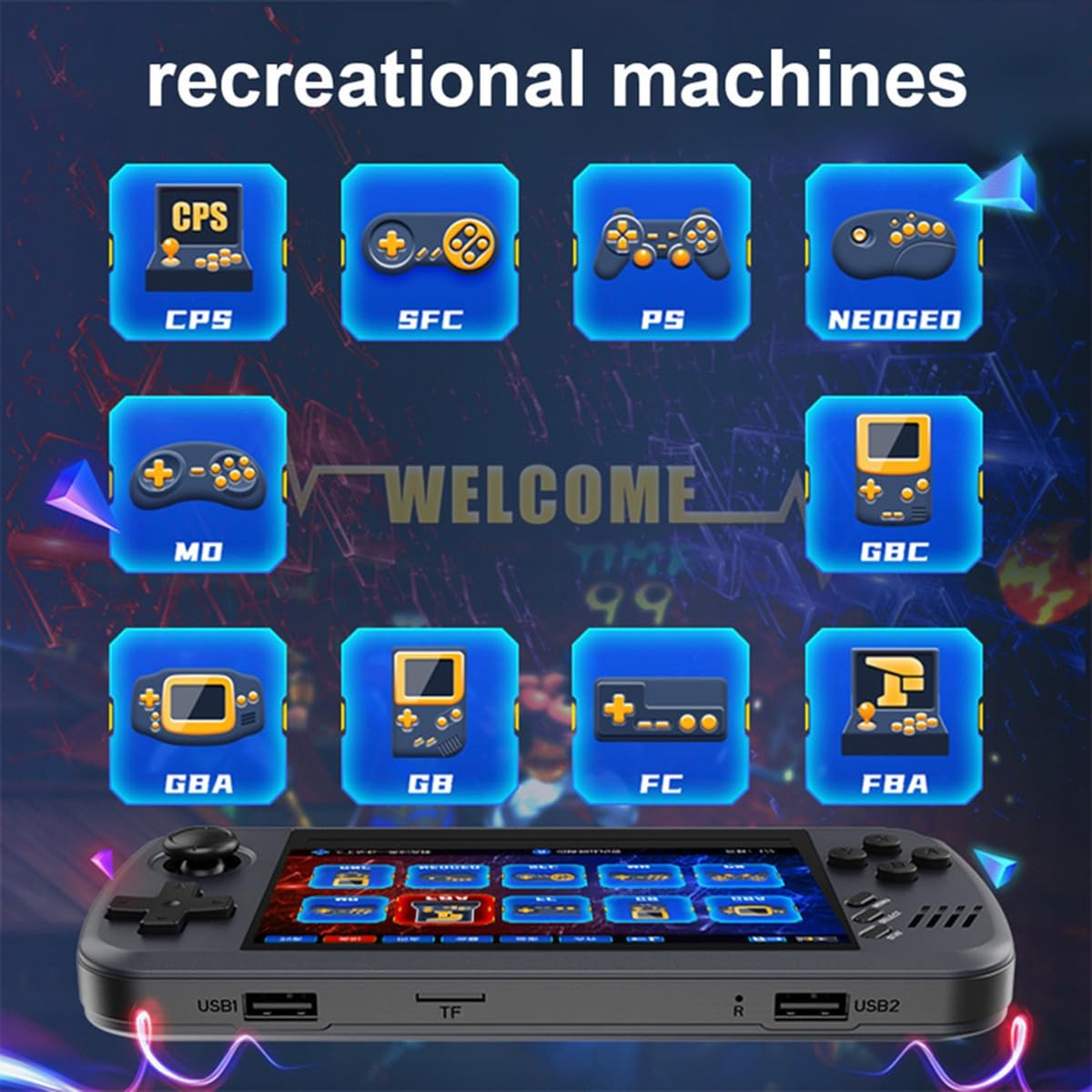 Lettore di gioco portatile X39 Pro, schermo IPS da 4,3 pollici, console di gioco portatile, 5000 giochi integrati, compatibile con 2 giocatori (32G)