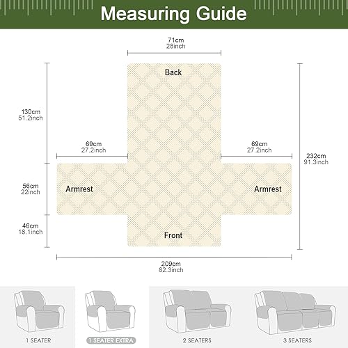 Miniatura 231 de TAOCOCO Funda para silla reclinable 100% impermeable, fundas antideslizantes para silla reclinable con bolsillo, protector de muebles lavable