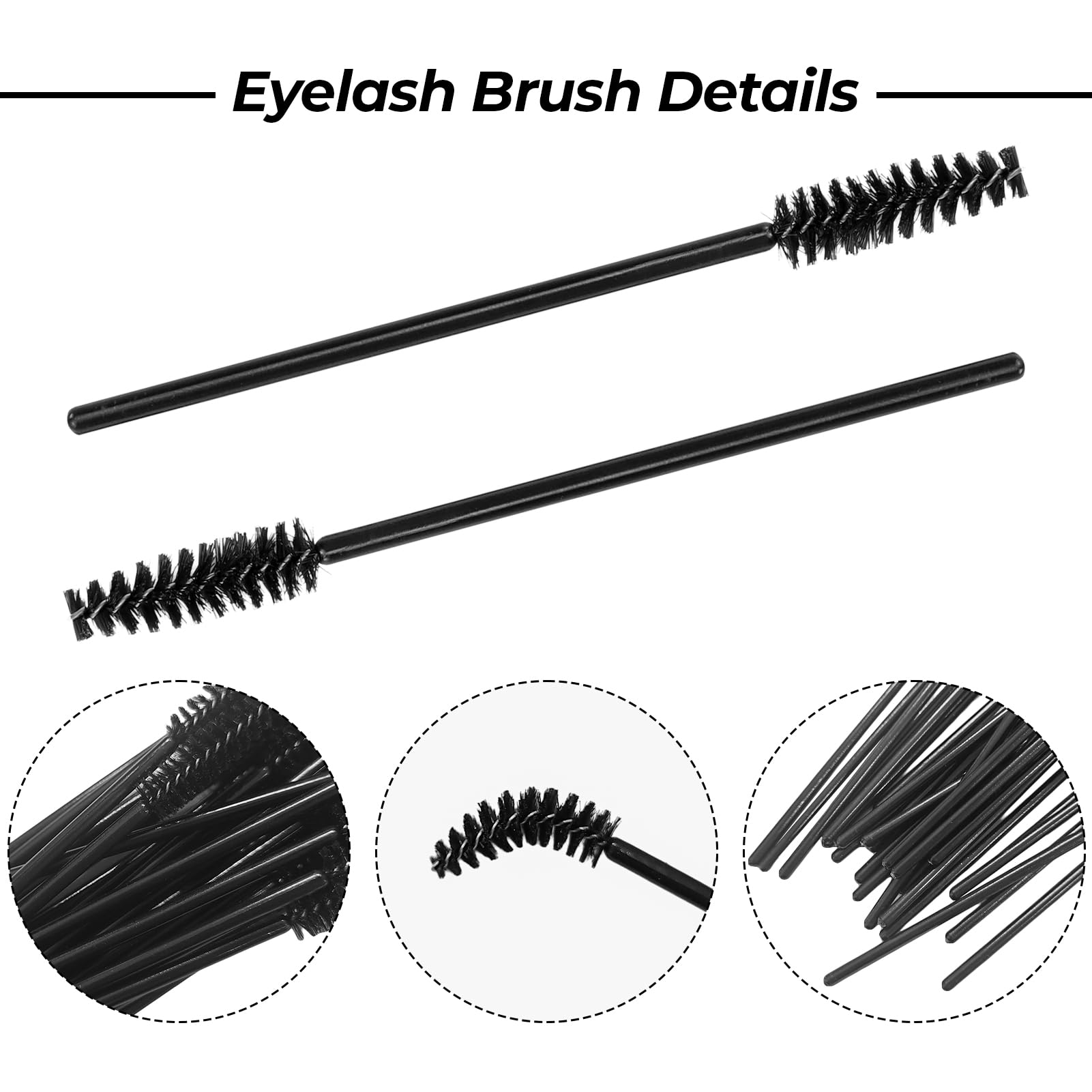 Set di 150 pennelli per ciglia, colore nero, per mascara, bacchette magiche, pieghevoli, per pettinare e allungare le ciglia