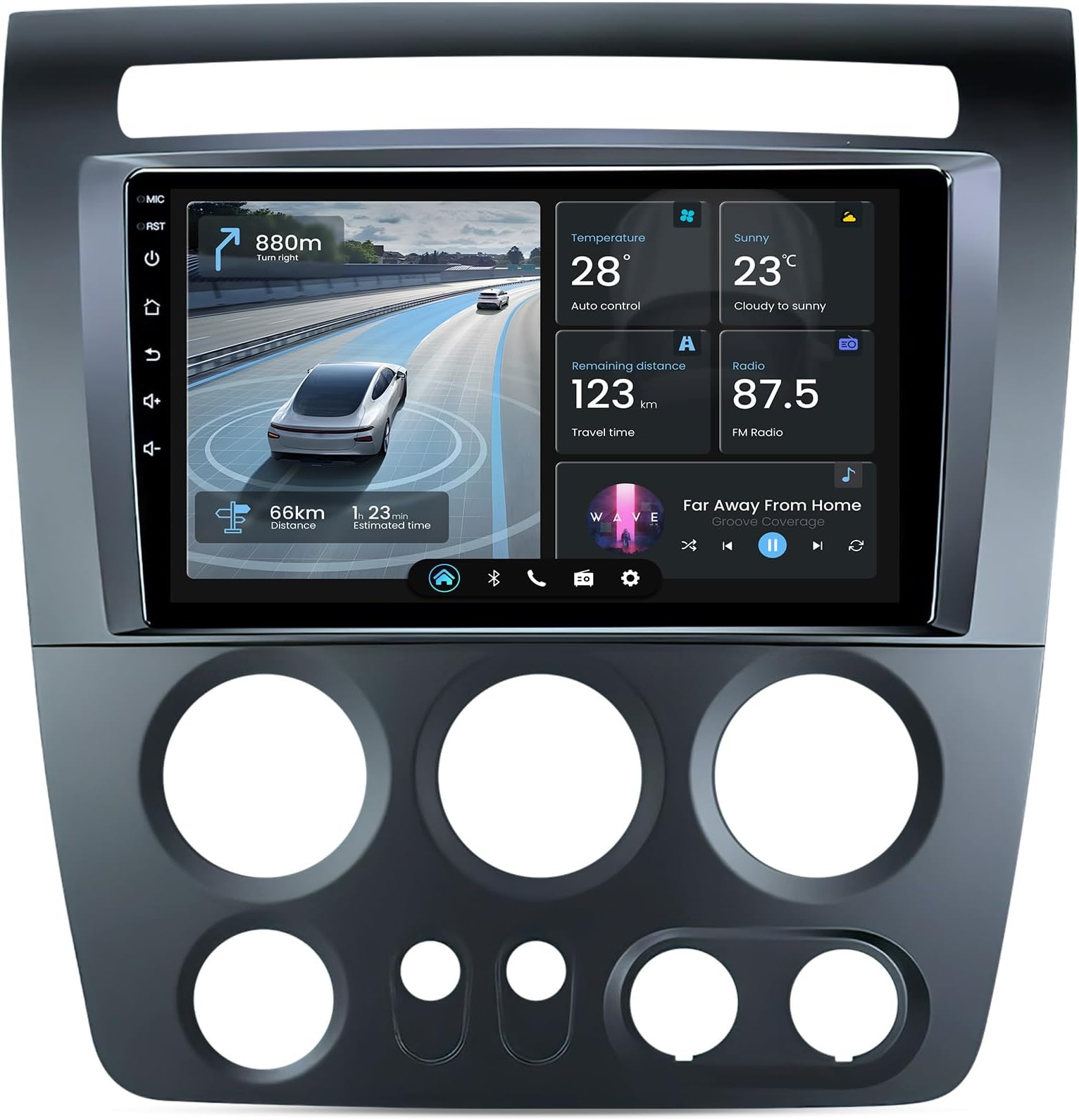 Car Radio Stereo for Hummer H3 2005-2010: 2+64G Wireless Carplay Android Auto with 1280 * 800 Touch Screen/Bluetooth/WiFi/GPS/FM/SWC/Backup Camera