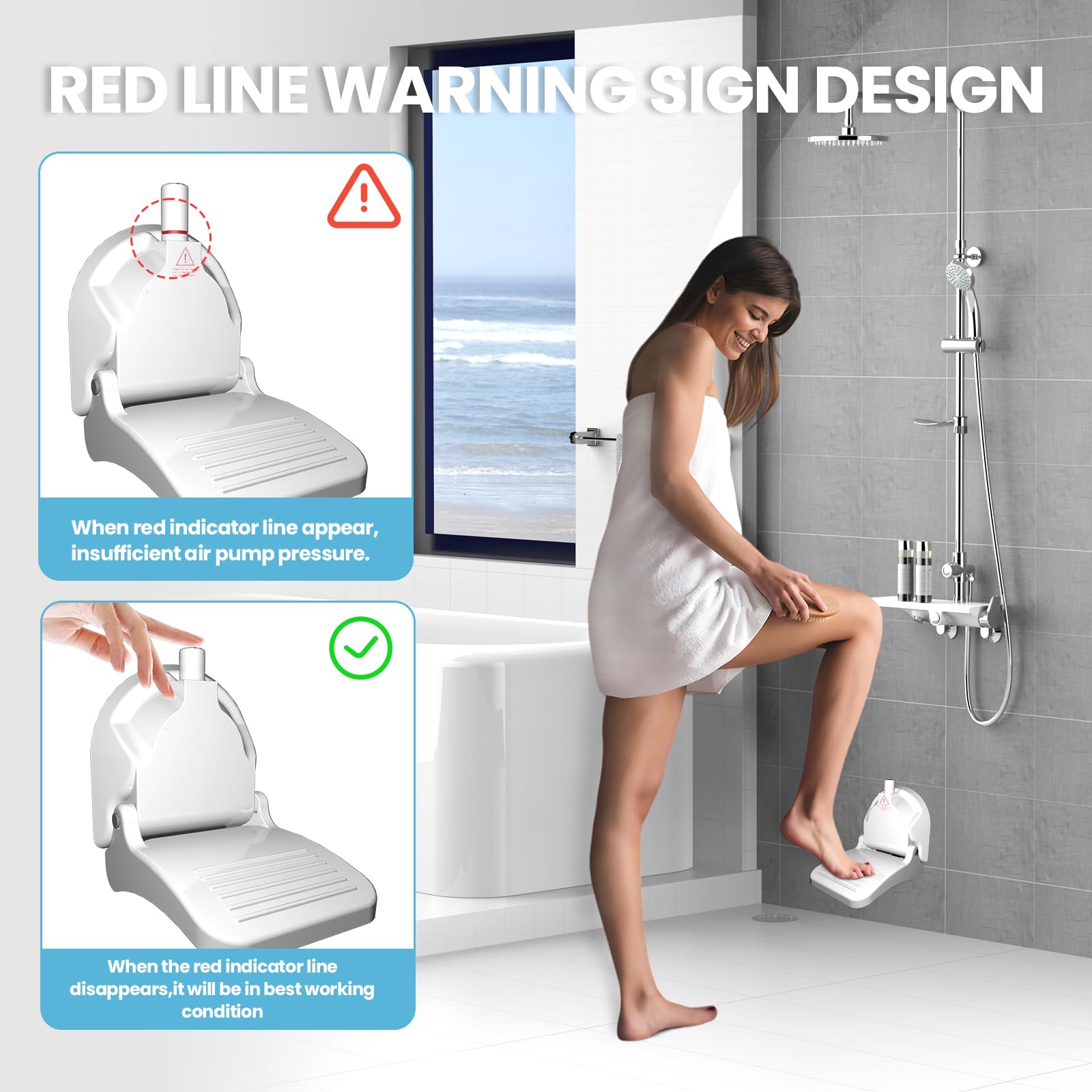 Repose-Pieds de Douche, Repose Pieds pour Jambes de Rasage, Support de Jambe de pour Salle de Bain, Repose-Douche avec Ventouse, Support de Pied de Douche, sans Perçage