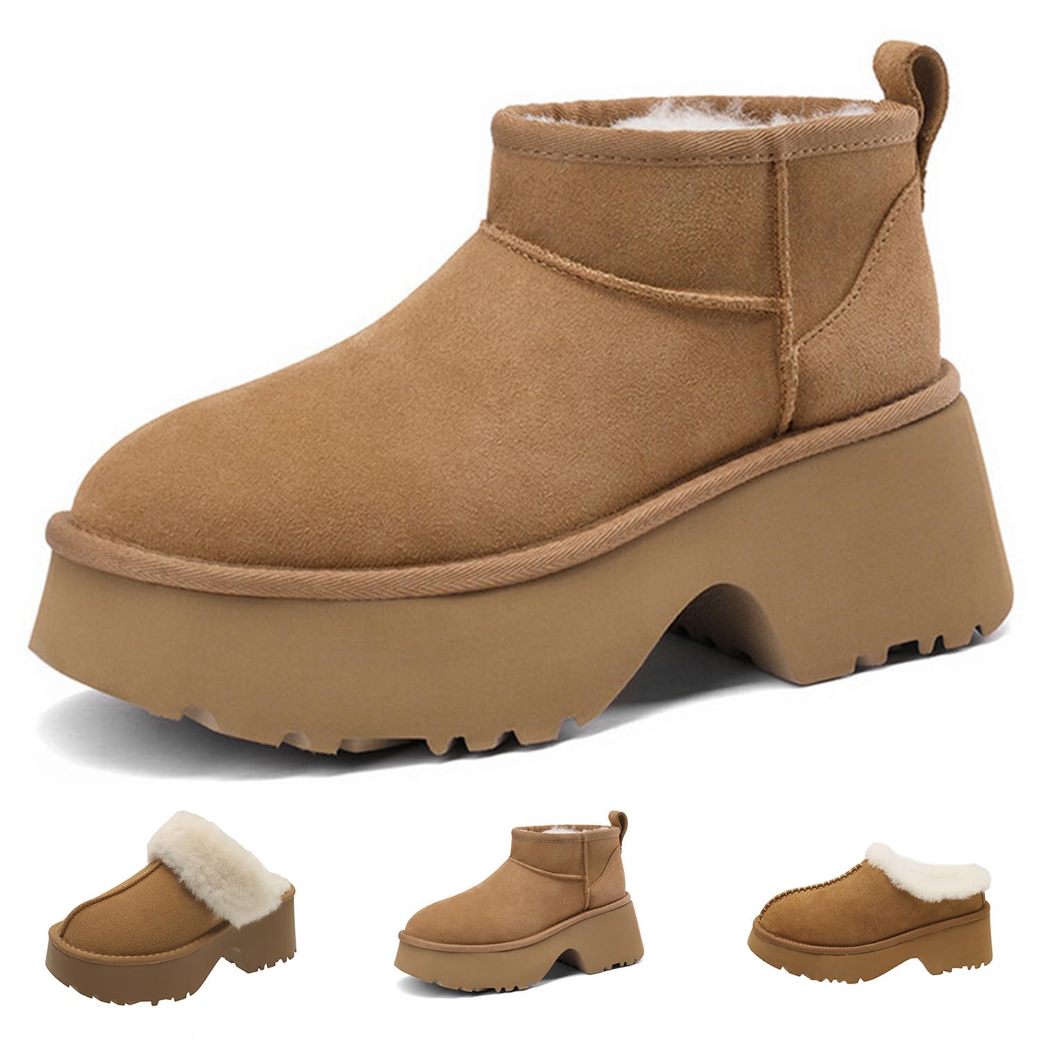 Fashion Platform Clogs for Women's Casual Outdoor Slip on Plush Lining Slippers Comfortable Outdoor Non Slip Women's Mules & Clogs