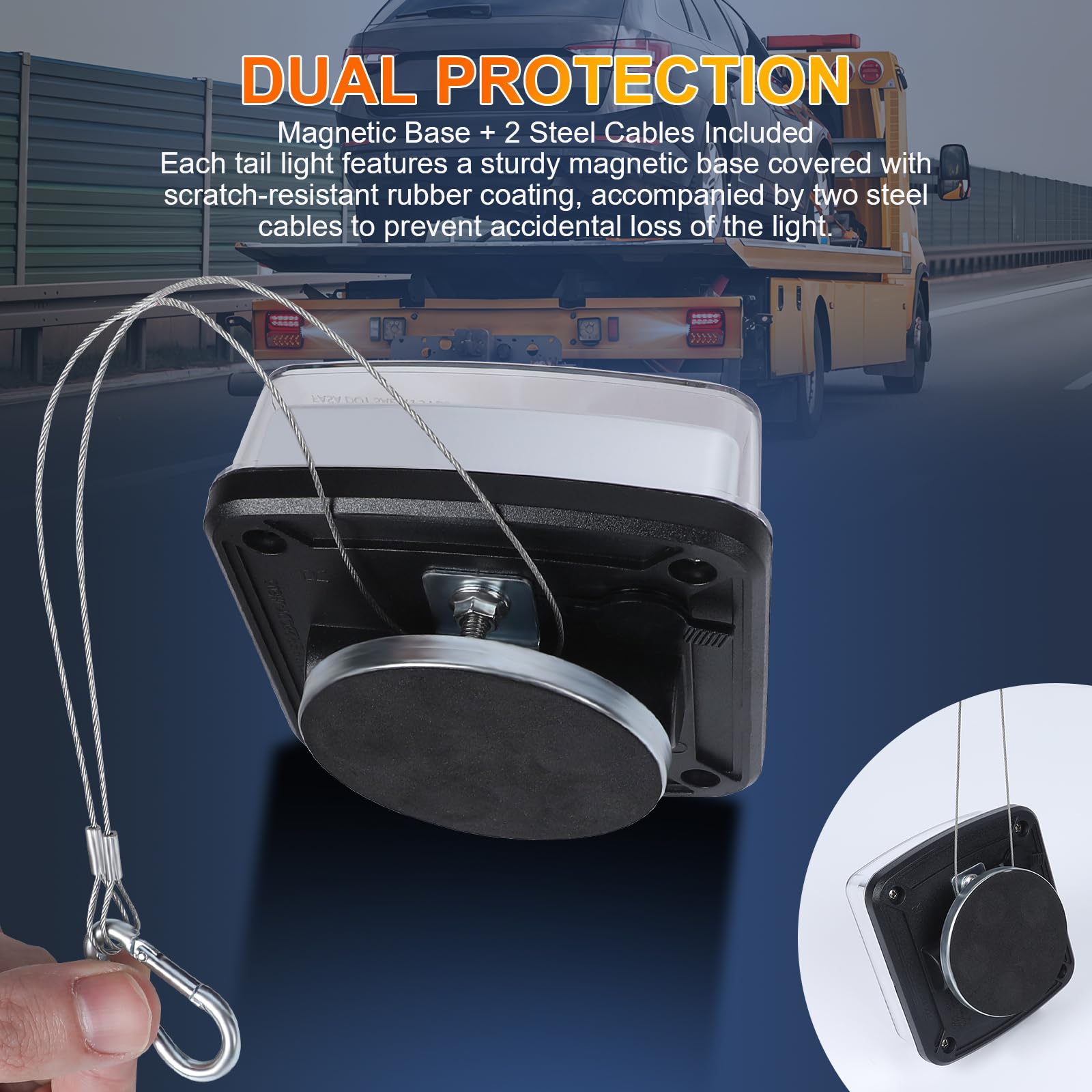 Fanali Posteriori Rimorchio Senza Fili, Magnetico 12V Universale Rimorchio Luci Posteriori Kit con Spina 7Poli per Trattore,RV,Autocarro,Camion, E-Mark