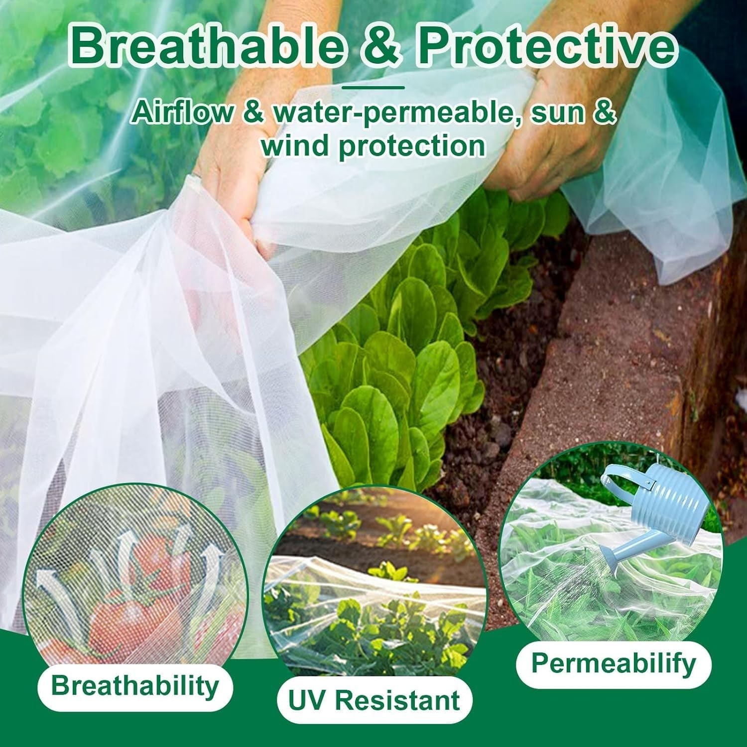 Filet Anti Insecte 3 x 10 m,Filet Anti Insecte Potager à Mailles Serrées, Stabilisé aux UV et Perméable à l'eau,pour Protéger Les Arbres Fruitiers et Les Légumes des Insectes ，3PCS