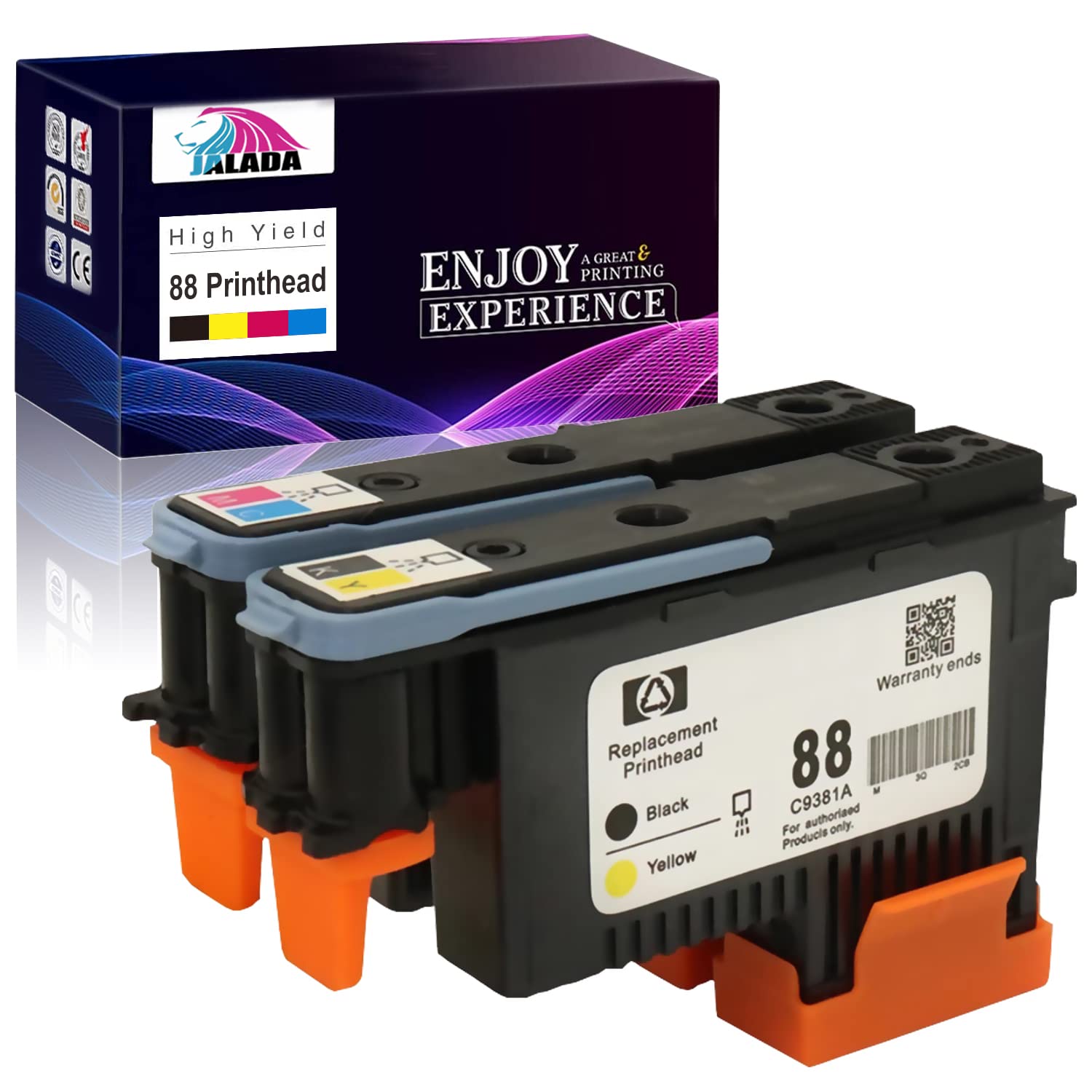 Remanufactured HP88 Printhead C9381A C9382A for HP Officejet with Pro K5400 L7550 L7580 L7590 L7650 L7680 L7750 L7780 L7790 Printer (Black/Yellow Cyan/Magenta) 2Pack