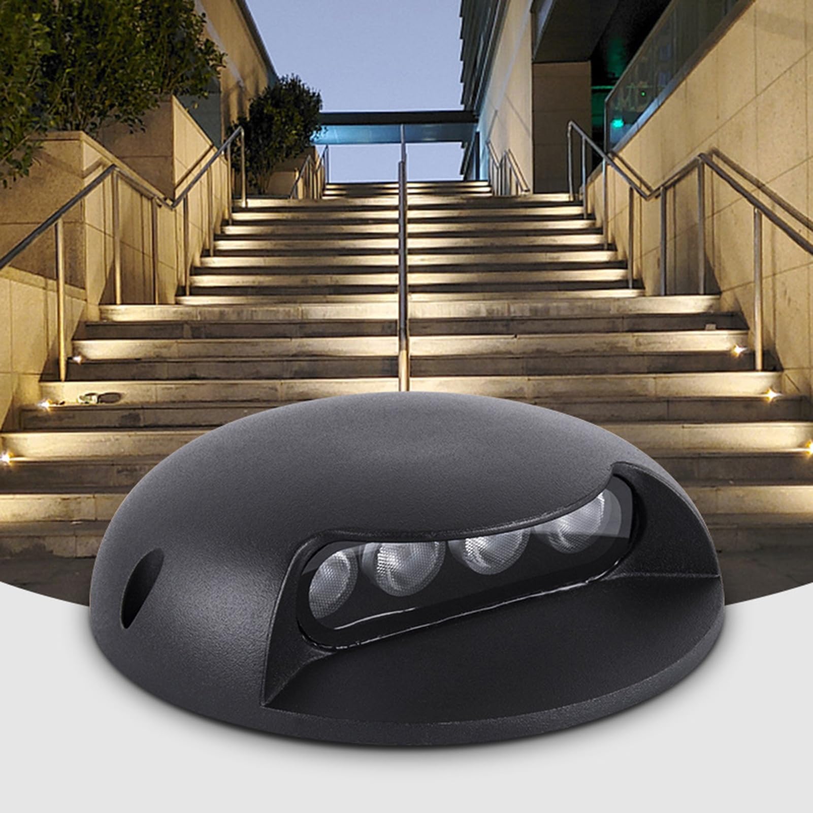 Luci A LED per Gradini, 1 Luce Laterale, Luce per Terrazza, Ip66 Impermeabile, Bassa Tensione AC/Dc 12/24V, Luci Sotterranee per Vialetto, Terrazza, Recinzione, Port,Blue-4W-AC24V