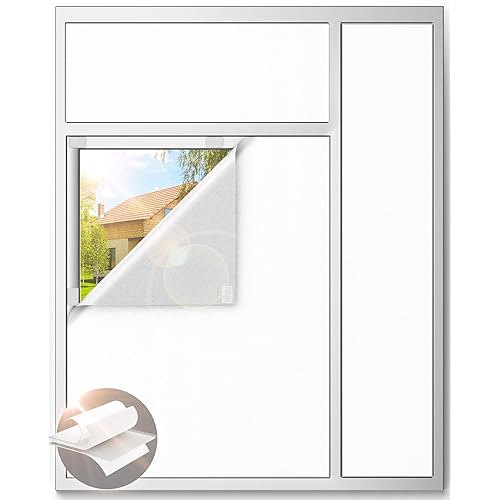 White Blackout Curtains for Bedroom, 70" x 58" Portable Blackout Blinds with 20 Sets Hooks & Loops Strips for 100% Blackout Window Film, Temporary Blackout Shades for Windows Cover Nursery Travel RV