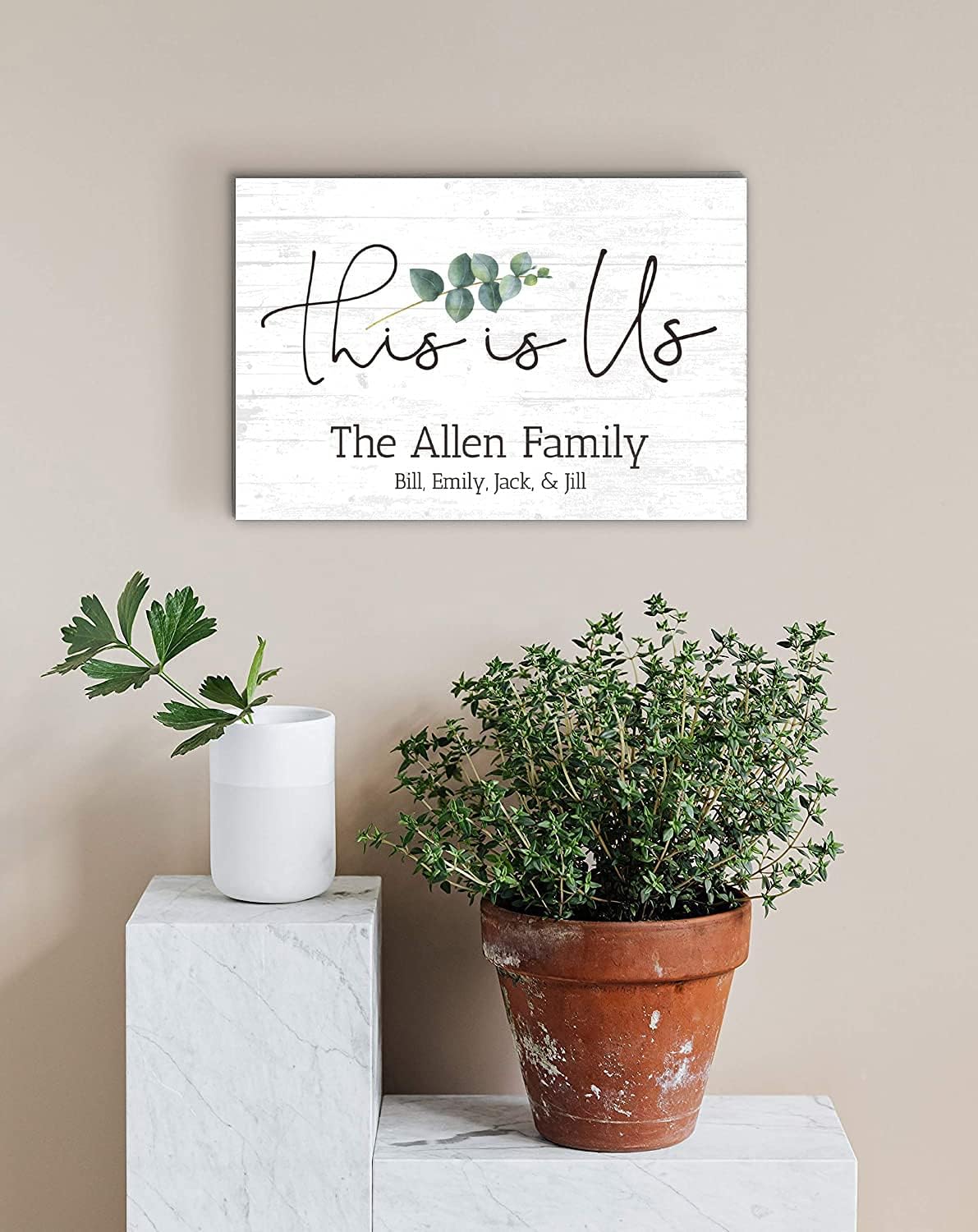 This Is Us Sign – Personalized Family Name Wall Art with Custom Line – Rustic Solid Wood Home Décor Gift – Entryway or Living Room – 16.5” x 10.5”